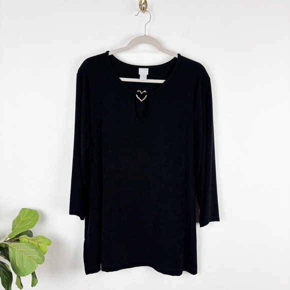 Chico's Tops - Chico’s Travelers Collection Black Long Sleeve Tunic Top Sz 3 (16/18)